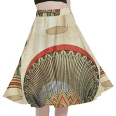 Egyptian Architecture Column A-line Full Circle Midi Skirt With Pocket