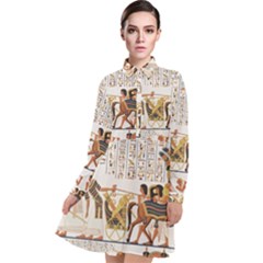 Ancient Egyptian Art Egypt Long Sleeve Chiffon Shirt Dress by Proyonanggan