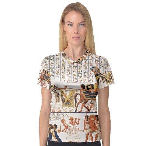 Ancient Egyptian Art Egypt V-neck Sport Mesh T-shirt by Proyonanggan