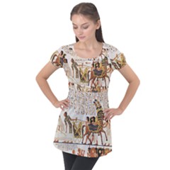 Ancient Egyptian Art Egypt Puff Sleeve Tunic Top by Proyonanggan