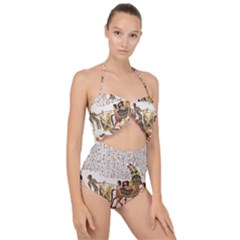 Ancient Egyptian Art Egypt Scallop Top Cut Out Swimsuit by Proyonanggan