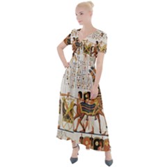 Ancient Egyptian Art Egypt Button Up Short Sleeve Maxi Dress by Proyonanggan