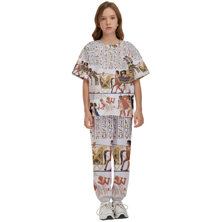 Ancient Egyptian Art Egypt Kids  T-Shirt and Pants Sports Set