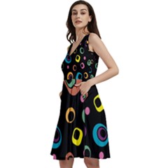 Abstract-2 Sleeveless V-neck Skater Dress With Pockets