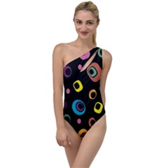 Abstract-2 To One Side Swimsuit by nateshop