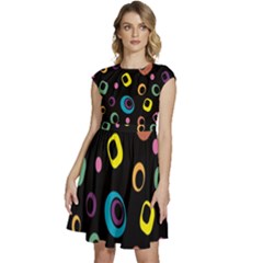 Abstract-2 Cap Sleeve High Waist Dress by nateshop