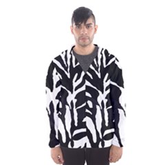 Zebra-black White Men s Hooded Windbreaker