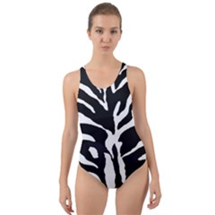 Zebra-black White Cut-out Back One Piece Swimsuit by nateshop