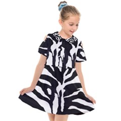 Zebra-black White Kids  Short Sleeve Shirt Dress by nateshop