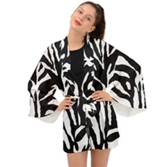 Zebra-black White Long Sleeve Kimono by nateshop