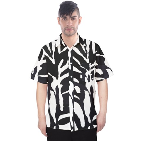 Zebra-black White Men s Hawaii Shirt by nateshop