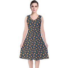 Flower V-neck Midi Sleeveless Dress  by zappwaits