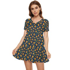 Flower Tiered Short Sleeve Babydoll Dress by zappwaits