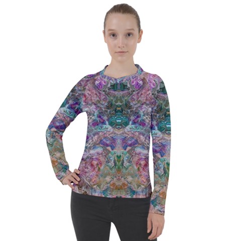 Spring Arabesque Women s Pique Long Sleeve T-shirt by kaleidomarblingart