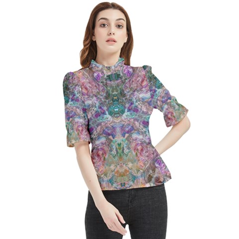 Spring Arabesque Frill Neck Blouse by kaleidomarblingart