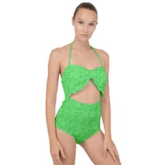 Green-2 Scallop Top Cut Out Swimsuit