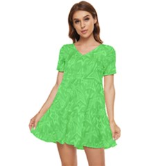 Green-2 Tiered Short Sleeve Babydoll Dress