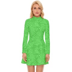 Green-2 Long Sleeve Velour Longline Dress by nateshop