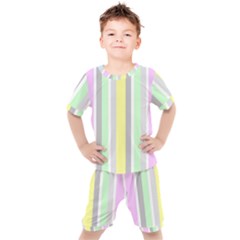 Stripes-2 Kids  T-shirt And Shorts Set by nateshop