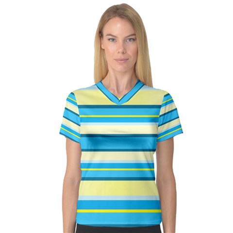 Stripes-3 V-neck Sport Mesh T-shirt by nateshop