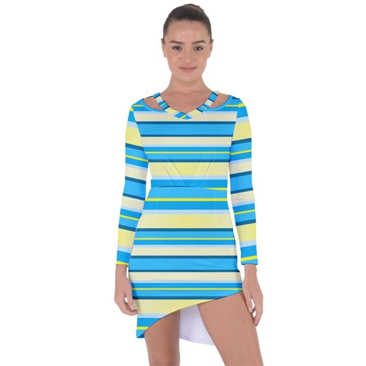 Stripes-3 Asymmetric Cut-Out Shift Dress