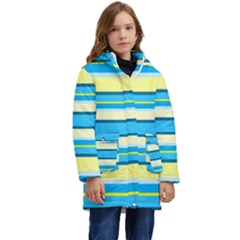 Stripes-3 Kids  Hooded Longline Puffer Jacket by nateshop