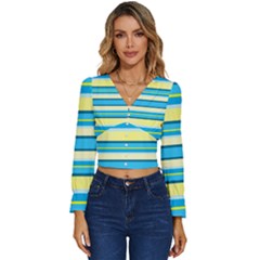 Stripes-3 Long Sleeve V-neck Top by nateshop