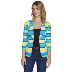 Stripes-3 Women s One-button 3/4 Sleeve Short Jacket by nateshop