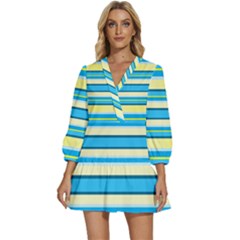 Stripes-3 V-neck Placket Mini Dress by nateshop