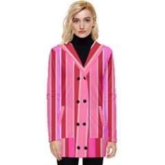 Stripes-4 Button Up Hooded Coat 