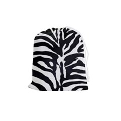 Zebra-black White Drawstring Pouch (medium) by nateshop