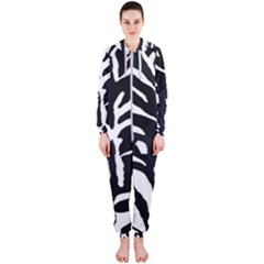 Zebra-black White Hooded Jumpsuit (ladies)