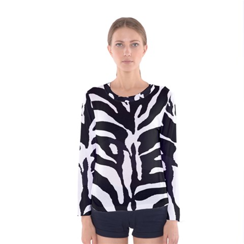 Zebra-black White Women s Long Sleeve T-shirt by nateshop