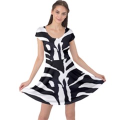 Zebra-black White Cap Sleeve Dress by nateshop