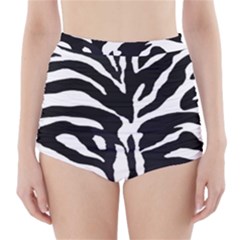 Zebra-black White High-waisted Bikini Bottoms