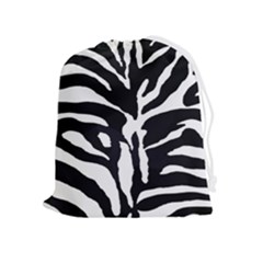 Zebra-black White Drawstring Pouch (xl) by nateshop