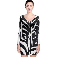 Zebra-black White Long Sleeve Velvet Bodycon Dress by nateshop