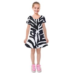 Zebra-black White Kids  Short Sleeve Velvet Dress