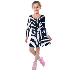 Zebra-black White Kids  Long Sleeve Velvet Dress by nateshop