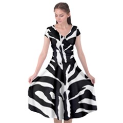 Zebra-black White Cap Sleeve Wrap Front Dress by nateshop