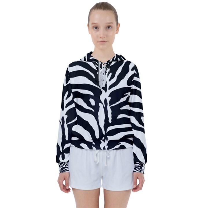 Zebra-black White Women s Tie Up Sweat