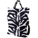 Zebra-black White Fold Over Handle Tote Bag View2