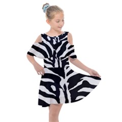 Zebra-black White Kids  Shoulder Cutout Chiffon Dress by nateshop