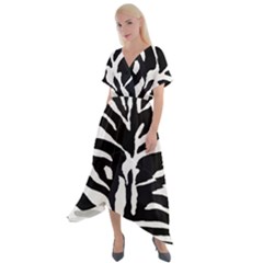 Zebra-black White Cross Front Sharkbite Hem Maxi Dress by nateshop