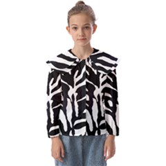 Zebra-black White Kids  Peter Pan Collar Blouse by nateshop