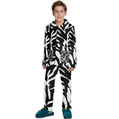 Zebra-black White Kids  Long Sleeve Velvet Pajamas Set by nateshop