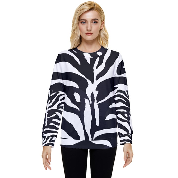 Zebra-black White Hidden Pocket Sweatshirt