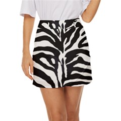 Zebra-black White Mini Front Wrap Skirt by nateshop