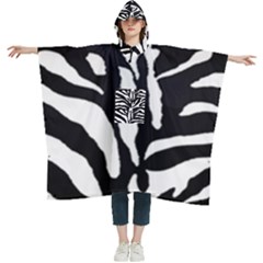 Zebra-black White Women s Hooded Rain Ponchos by nateshop