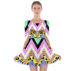 Zigzag-1 Long Sleeve Skater Dress by nateshop